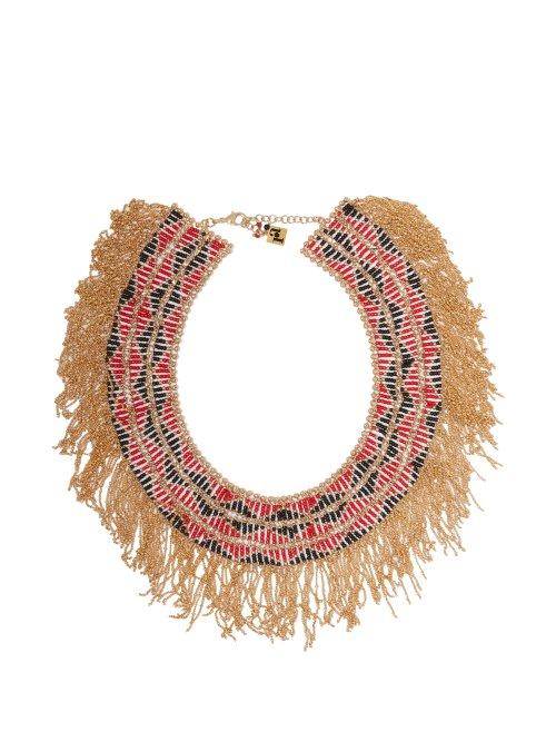 Matchesfashion.com Rosantica By Michela Panero - Dakota Beaded Fringe Necklace - Womens - Red