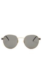Matchesfashion.com Saint Laurent - Logo-engraved Round Metal And Acetate Sunglasses - Mens - Grey