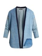 Longjourney Distressed Open-front Denim Jacket