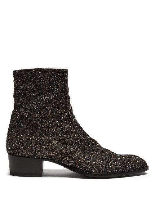 Matchesfashion.com Saint Laurent - Wyatt Glitter Chelsea Boots - Mens - Multi