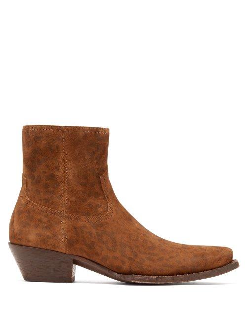 Matchesfashion.com Saint Laurent - Lukas Western Leopard Print Suede Boots - Womens - Leopard
