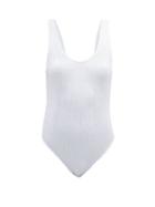 Matchesfashion.com Bottega Veneta - Crinkle Effect Scoop Neck Swimsuit - Womens - White