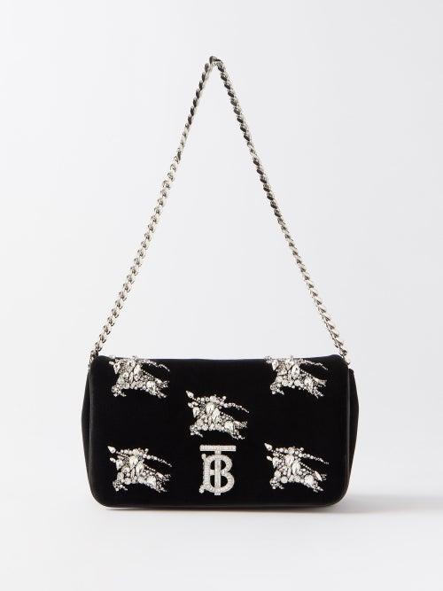 Burberry - Lola Crystal-embellished Velvet Shoulder Bag - Womens - Black