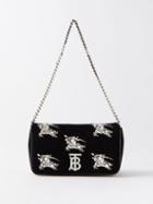 Burberry - Lola Crystal-embellished Velvet Shoulder Bag - Womens - Black