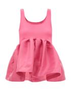 Marques'almeida - Flared Ribbed-knit And Satin Tank Top - Womens - Pink