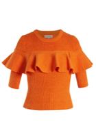 Apiece Apart Ruffled Ribbed Cotton-blend Top