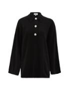 Matchesfashion.com Ganni - Crystal-button Sweater - Womens - Black