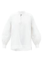 Matchesfashion.com Ganni - Keyhole-neckline Organic-cotton Poplin Shirt - Womens - White