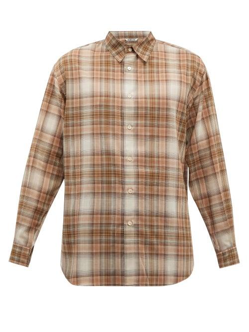 Auralee - Plaid Wool-blend Shirt - Mens - Beige Multi