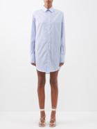 Sa Su Phi - Marcella Striped Longline Cotton-poplin Shirt - Womens - Light Blue
