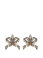 Gucci Faux-pearl And Feline-embellished Bow Earrings