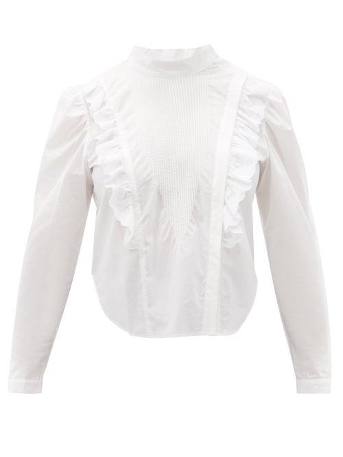 Matchesfashion.com Mes Demoiselles - Schiaparelli Ruffled Cotton-poplin Blouse - Womens - White