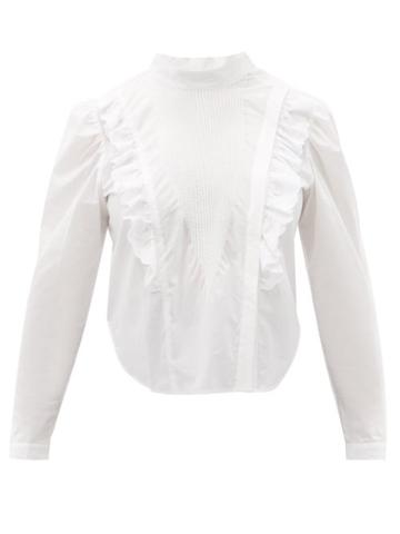 Matchesfashion.com Mes Demoiselles - Schiaparelli Ruffled Cotton-poplin Blouse - Womens - White