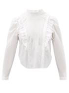 Matchesfashion.com Mes Demoiselles - Schiaparelli Ruffled Cotton-poplin Blouse - Womens - White