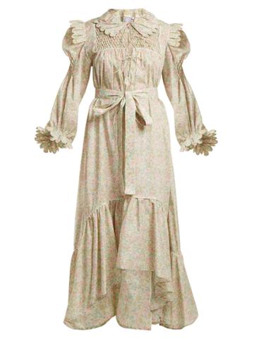 Horror Vacui Smocked Scallop-edged Cotton Dress