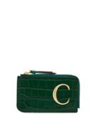 Matchesfashion.com Chlo - The C Logo Crocodile-emboosed Leather Coin Purse - Womens - Green