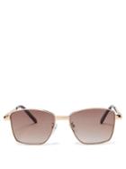 Matchesfashion.com Le Specs - Supastar Square Metal Sunglasses - Womens - Brown Gold