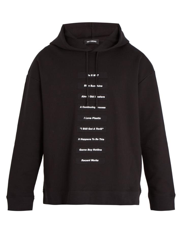 Raf Simons Lyrics-print Cotton-jersey Hooded Sweatshirt