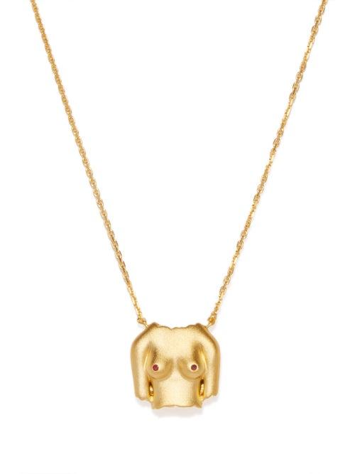 Anissa Kermiche - Rubies Boobies Ruby & 24kt Gold-plated Necklace - Womens - Gold