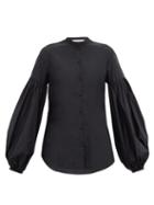 Matchesfashion.com Jil Sander - Balloon-sleeve Taffeta Shirt - Womens - Black