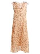 Matchesfashion.com Miu Miu - Contrast Collar Floral Print Dress - Womens - Yellow Print
