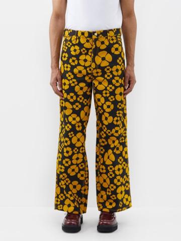 Marni X Carhartt - X Carhartt Wip Floral-print Cotton Trousers - Mens - Black Yellow