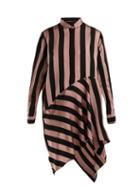 Matchesfashion.com Marques'almeida - Striped Asymmetric Satin Shirtdress - Womens - Black Pink