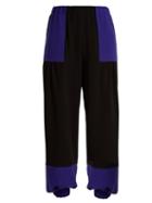 Matchesfashion.com Duro Olowu - Contrast Panel High Rise Crepe Trousers - Womens - Black Blue