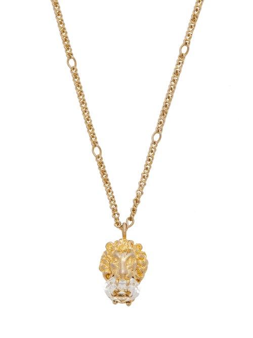 Matchesfashion.com Gucci - Lion Crystal Embellished Necklace - Womens - Gold
