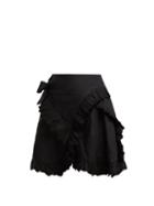 Matchesfashion.com Isabel Marant Toile - Milou Broderie Anglaise Ruffled Wrap Skirt - Womens - Black