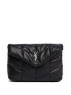 Ladies Bags Saint Laurent - Ysl-plaque Leather Puffer Clutch - Womens - Black