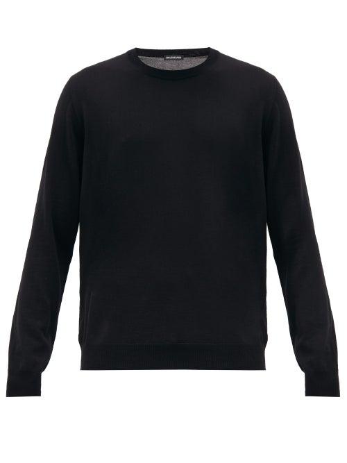 Matchesfashion.com Balenciaga - Bb-intarsia Virgin Wool-blend Sweater - Mens - Black Green