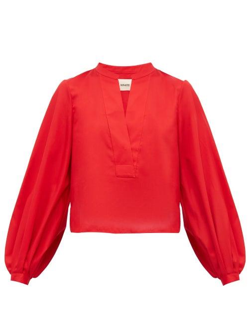 Matchesfashion.com Khaite - Suzanna Cotton Blouse - Womens - Red