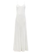 Matchesfashion.com Galvan - Malibu V-neck Satin Gown - Womens - White
