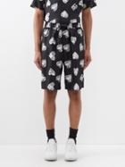 Dolce & Gabbana - Heart Logo-print Silk-satin Shorts - Mens - Black White