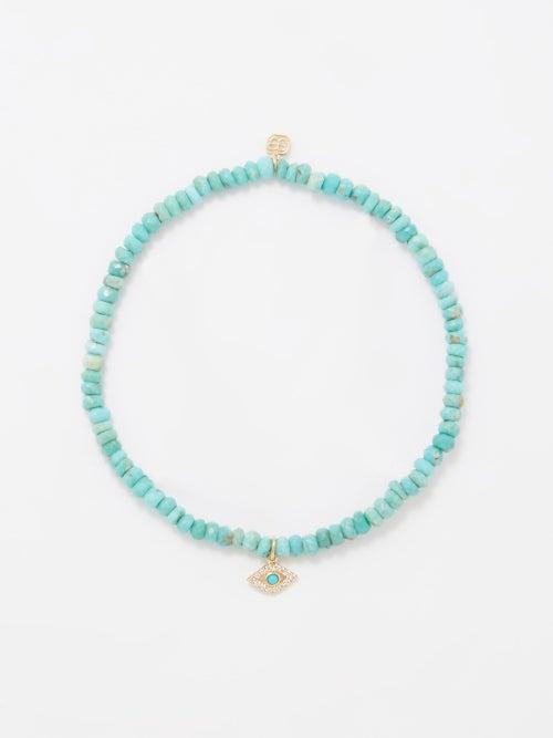 Sydney Evan - Evil Eye Diamond, Turquoise & 14kt Gold Bracelet - Womens - Blue Gold