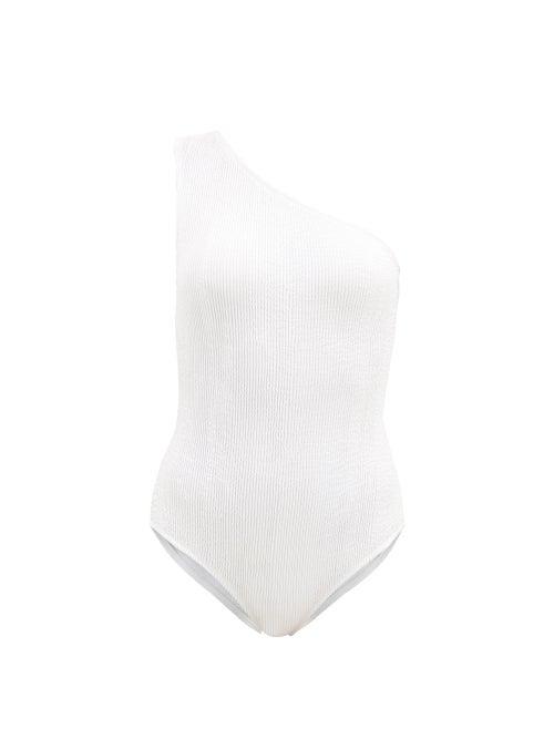 Matchesfashion.com Bottega Veneta - One-shoulder Crinkle-ribbed Swimsuit - Womens - White