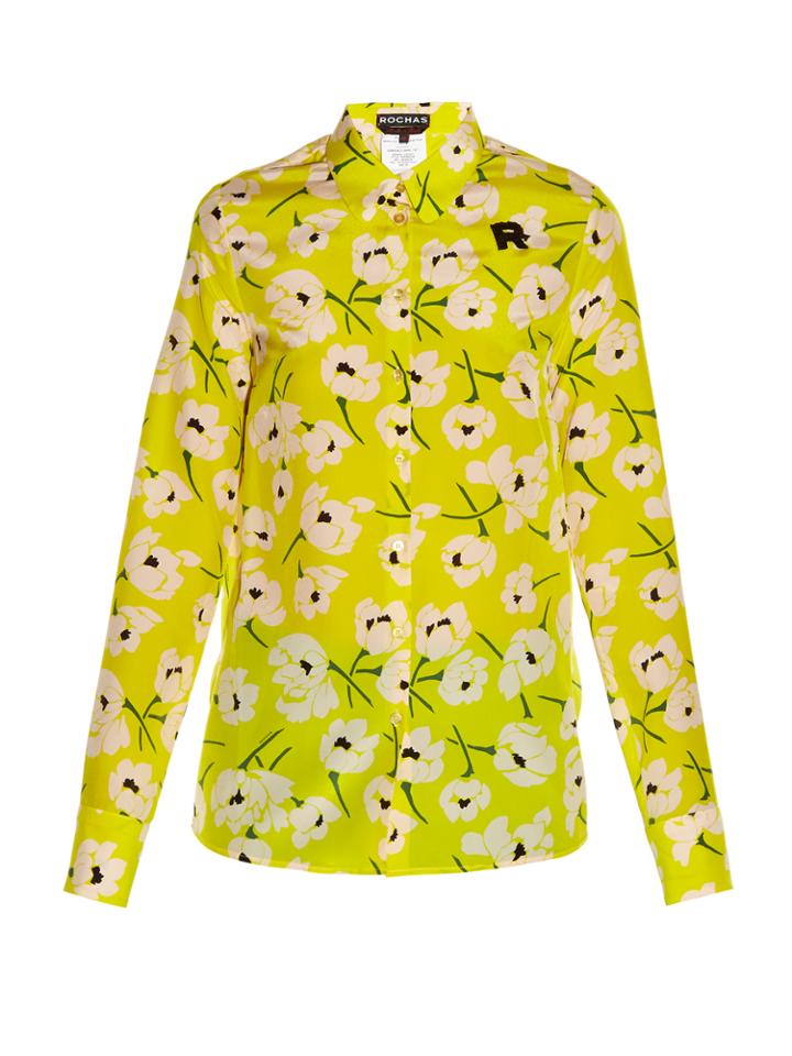 Rochas Magnolia-print Crepe De Chine Shirt