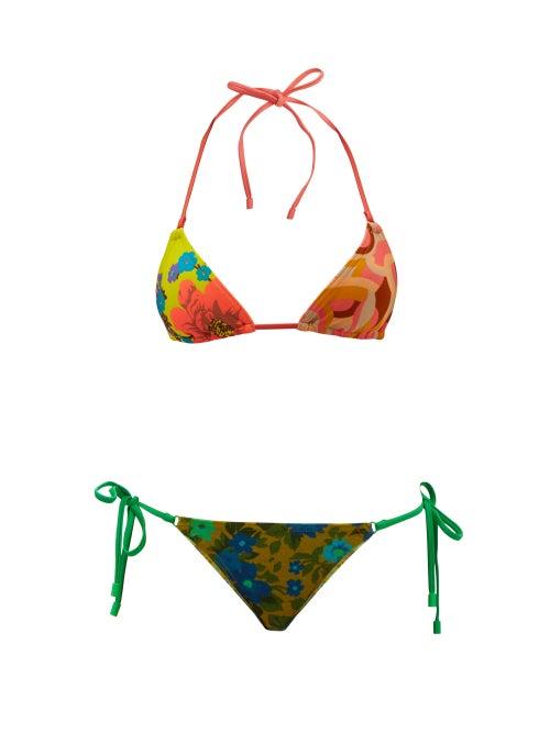 Ladies Beachwear Zimmermann - Estelle Floral-print Triangle Bikini - Womens - Multi