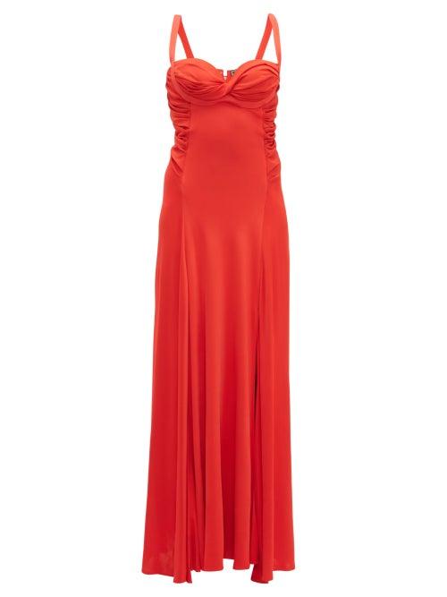 Matchesfashion.com William Vintage - Gianni Versace Couture 1993 Ruched Slit Front Gown - Womens - Red