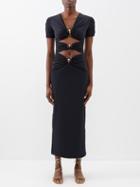 Christopher Esber - Pierced Orbit Cutout Jersey Maxi Dress - Womens - Black