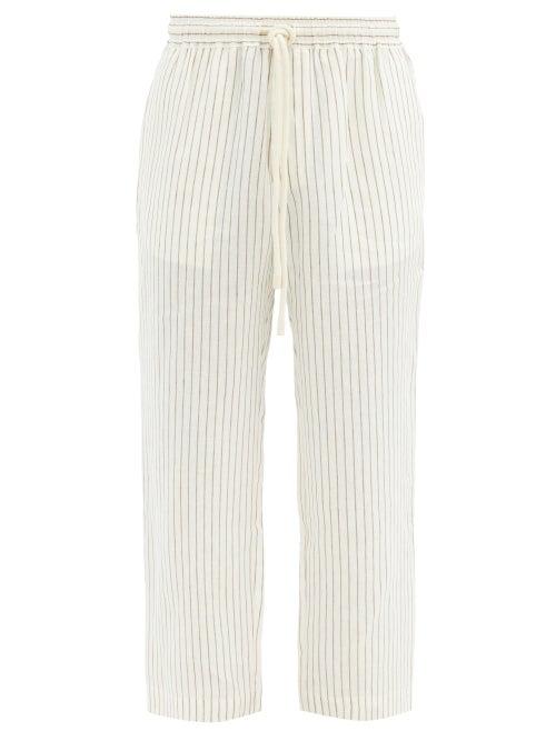 Matchesfashion.com Commas - Striped Drawcord Linen Trousers - Mens - Cream Multi