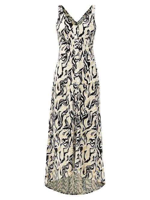 Matchesfashion.com Paco Rabanne - Dipped-hem Metallic Swirl-jacquard Midi Dress - Womens - Gold Multi
