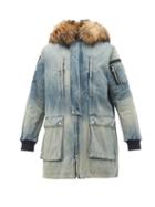 Matchesfashion.com Amiri - Logo Appliqu Hooded Denim Parka - Mens - Indigo
