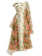 Richard Quinn Off-the-shoulder Floral-print Duchess-satin Dress