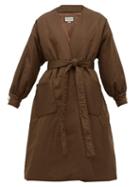 Matchesfashion.com Gucci - Belted Padded Silk Satin Coat - Womens - Brown