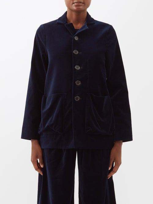 Toogood - The Draper Velvet Cropped Wide-leg Trousers - Womens - Navy