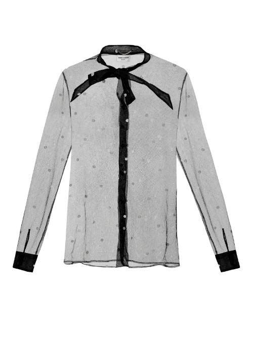 Saint Laurent Polka-dot Tulle Blouse