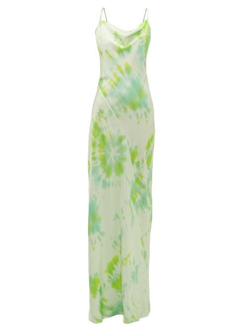 Matchesfashion.com Rat & Boa - Juniper Tie Dye Satin Maxi Dress - Womens - Green