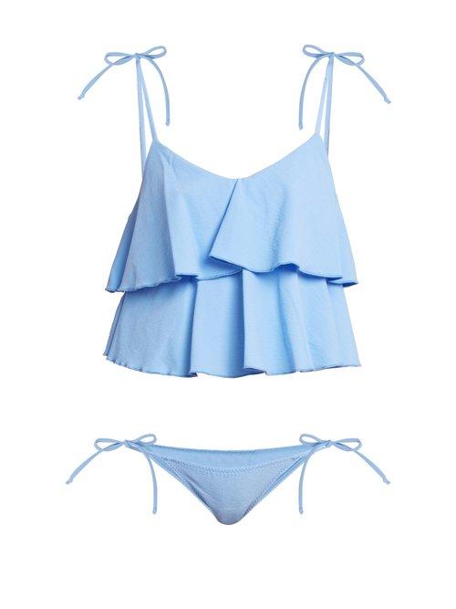 Matchesfashion.com Lisa Marie Fernandez - Imaan Ruffle Bikini - Womens - Blue